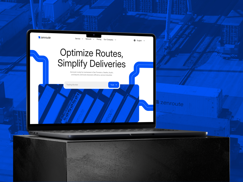 Zenroute Modern Logistic - Landing Page blue brand identity landing page logistic logo logo design minimalist modern ship ui ui ux