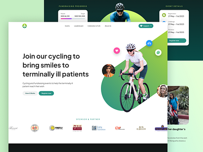 Cycle of Peace clean cycling fundraising landing page ui ux web design