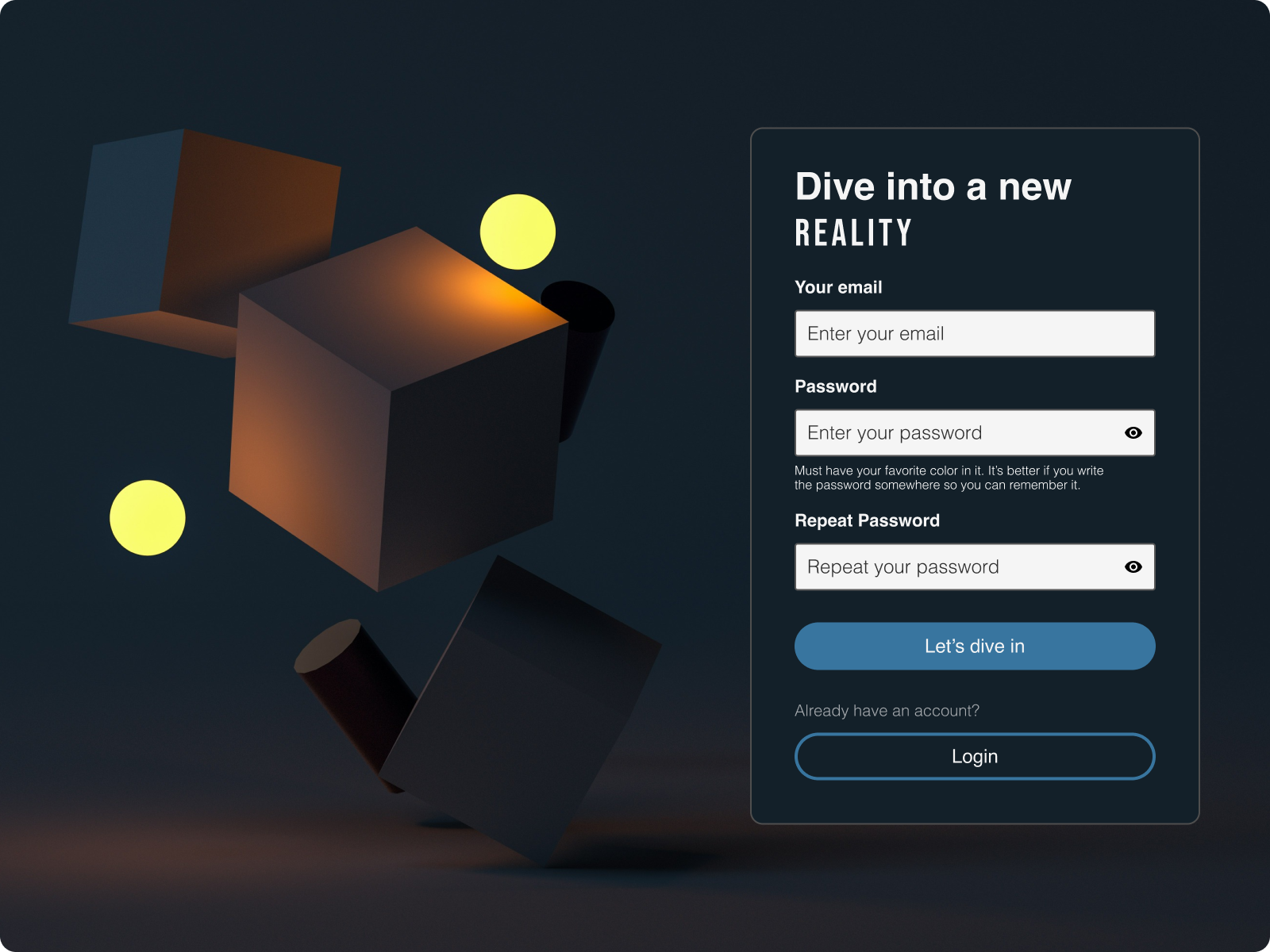 Day 4 of improving my UI Skills · #4 Design Registration Screen challenge dark theme register sign up ui