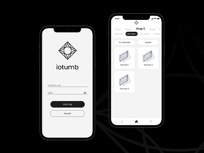 Smart Window Mobile App - iotumb app black black and white concept design design design system figma iot iotumb mobile app smart home app smart windows ui ux white