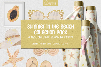 Hand-Painted Summer Beach Watercolor Clipart summer illustrations
