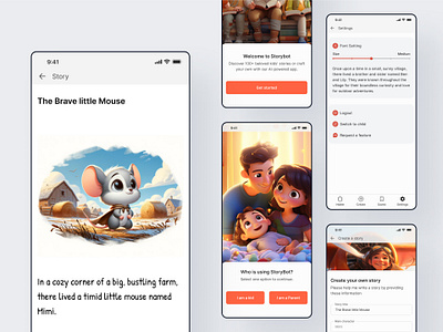 Kids story app | Mobile app design app child colorful fun kids mobile app mobile ui settings stories story ui vibrant