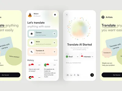 Artilate - Translate AI App ai app chat clean design language layout learn mobile mobile app multilingual translate translate app translation translator ui ux white space word