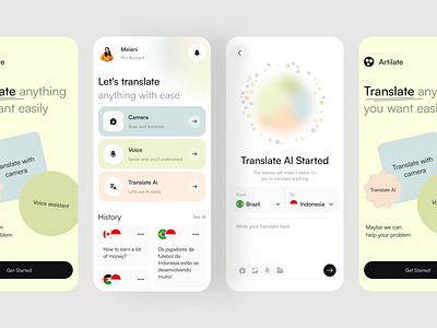 Artilate - Translate AI App ai app chat clean design language layout learn mobile mobile app multilingual translate translate app translation translator ui ux white space word