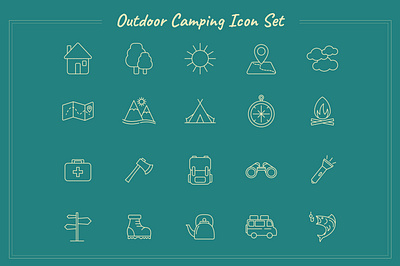 Outdoor Camping Icon Set camping design graphic design icon iconset illustration logo minimalist ui