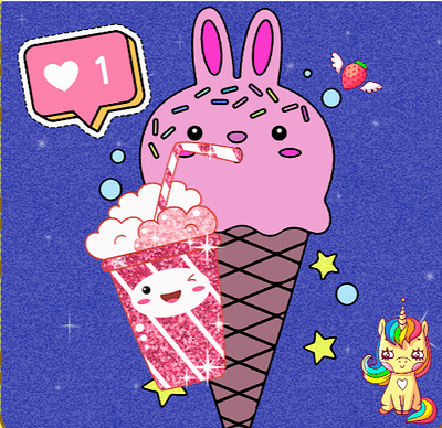 ✨my kawaii art (made from https://www.yiv.com/) gaming glitter icecream illustration kawaii