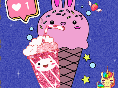 ✨my kawaii art (made from https://www.yiv.com/) gaming glitter icecream illustration kawaii