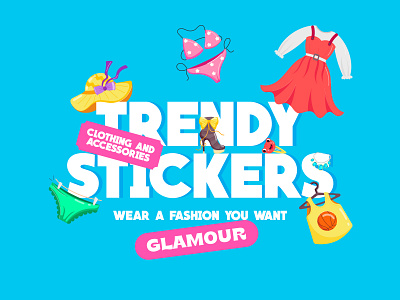 Flat Clothing and Accessories Stickers accessories bikini clothing dress fashion flat sticker flat vector frock glamour hat heels jewellery necklace shirt shoes skirt socks sticker sweater vector