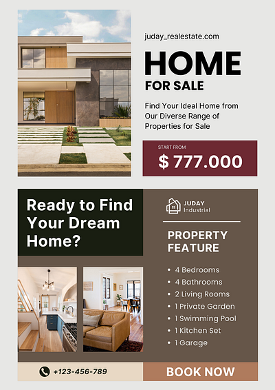 01 Flyer Home For Sale branding canva design flyer home for sale