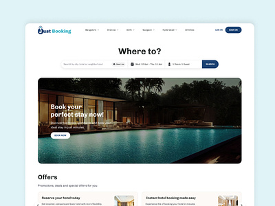 Just Booking - Landing Page Design creative deals design homepage hotel booking idea inspiration landing page trending ui design web design