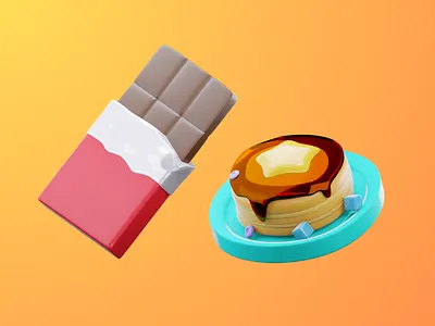 Dessert Sweet Food 🍮🍫 3d cafe cake dessert food graphic design illustration logo menu realistic rendering restaurant snack sweet