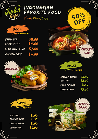 01 Food Menu Portrait branding canva design food menu menu template