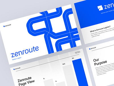 Zenroute Modern Logistic - Pitch Deck blue brand identity branding design graphic design logistic minimalist modern pitch deck ship ui ux