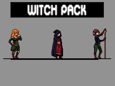 Witch Pixel Character Sprite Sheets Pack 2d art asset assets character fantasy game game assets gamedev illustration indie indie game pixel pixelart pixelated rpg sprite sprites spritesheet spritesheets