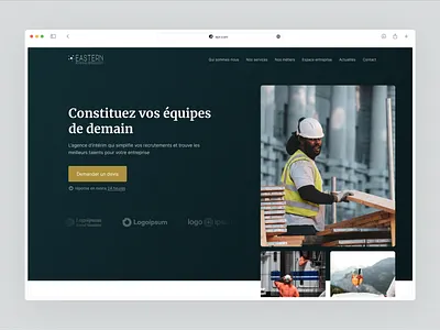 Human Ressources Landing Page branding brands carousel design green hero human ressources landing minimalist page product design title ui ux website worker