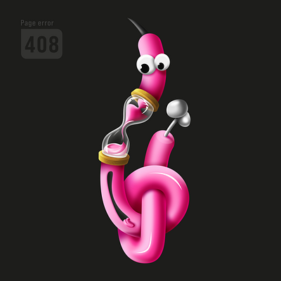 Page error: 408 Request Timeout 408 affinity designer character error hourglass illustration timeout vector waiting worm