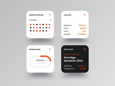 Strava Widgets calendar dark event fitness ios light orange running statistics stats strava ui ux widget