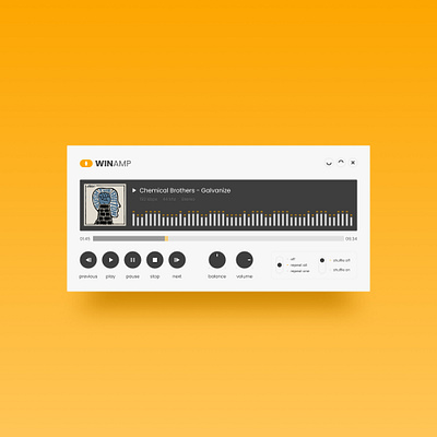 Winamp Media Player album buttons interface knobs music player software sound ui ux vintage winamp yellow