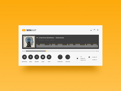 Winamp Media Player album buttons interface knobs music player software sound ui ux vintage winamp yellow