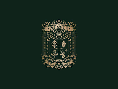 Adair Coat of Arms brand identity branding coat of arms crest engraving etching gold foil graphic design illustration logo logo design sophisticated victorian vintage