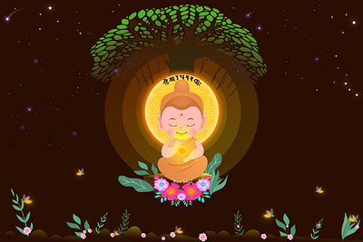 Buddha inner peace tree atanu buddha culture dark firefly flower light moon moonlite nature night sanyal tree