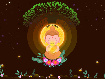 Buddha inner peace tree atanu buddha culture dark firefly flower light moon moonlite nature night sanyal tree