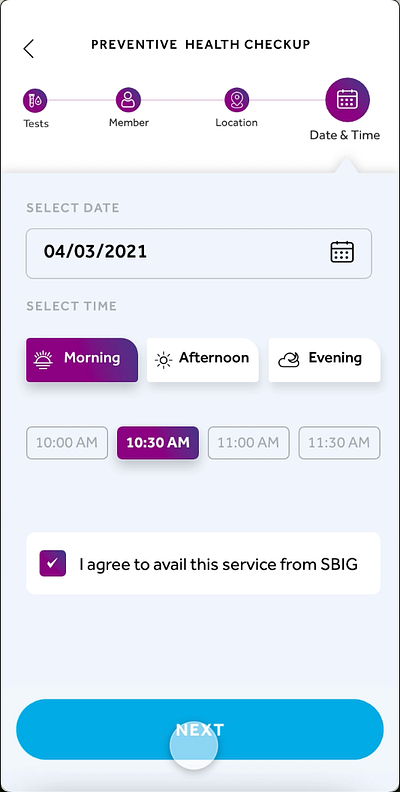 SBI General - Booking appointment on Preventive Health Check up animation health chek up interaction design ui user experience visual design