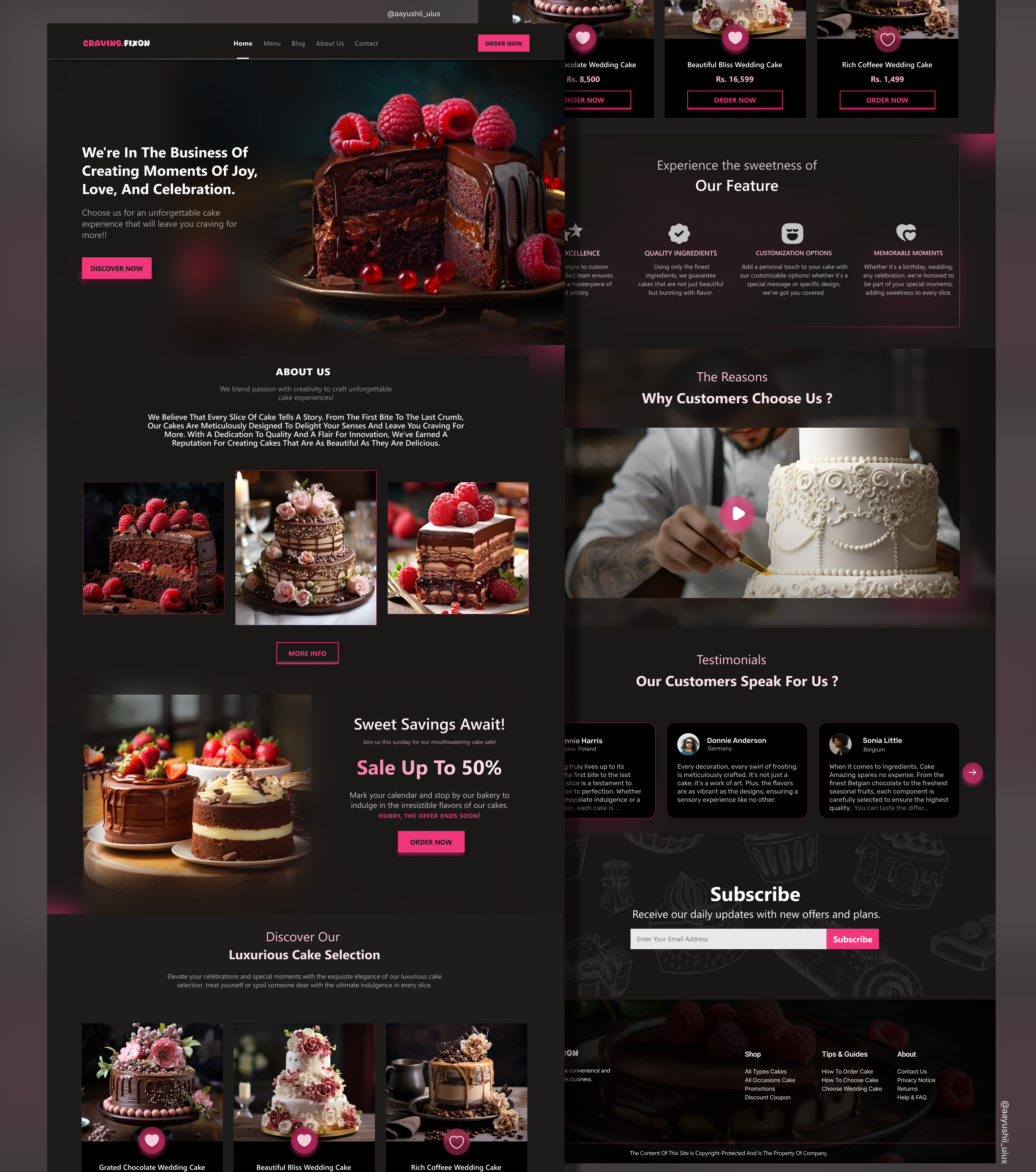 Web Design 3d baking behance branding cakes cakeweb creative design designer developer dribbble figma freelancing graphic design illustration logo pinterest uiux web websitedesign