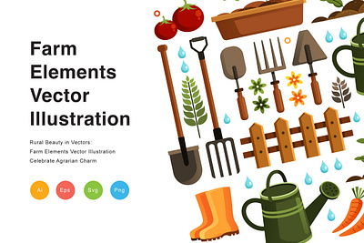 Farm Elements Vector Illustration pot