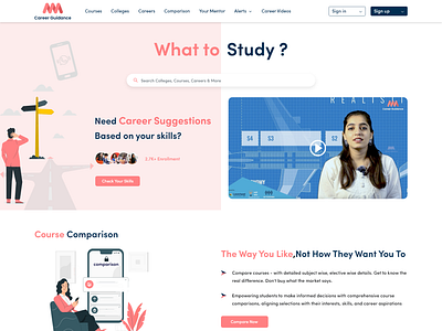 A Career Guidance Hub for Students & Mentors Landing Page assessment test career career guidance careeradvice careerdevelopment careergoals college college comparison comparison course e learning education exam alerts explorecareers finyourdreamjob internships landing page mean median mode mentor mmm assessment