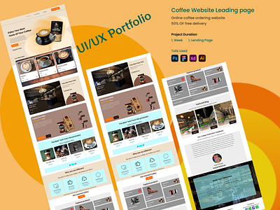 Coffee Web Lending Page, 3d animation branding coffee web lending page graphic design logo motion graphics ui
