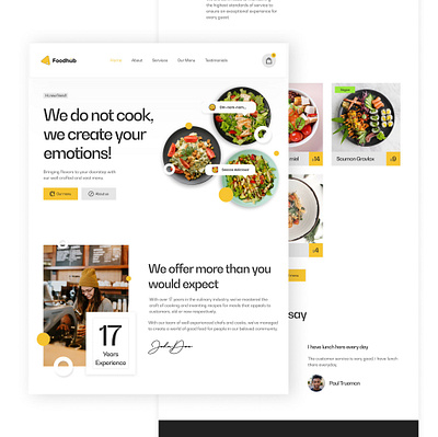 Foodhub 🥘 branding design graphic design landing page logo logo design responsive web design ui ux web design web development