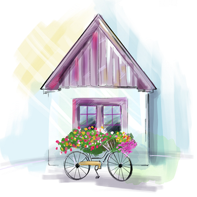 House bicycle graphic design house illustration marker sketch