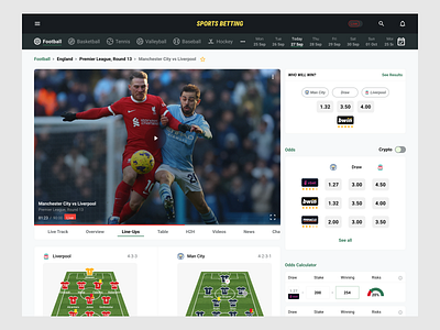 Sports Betting: Live Stream betting design figma mobile design platform sports typography ui ux web design
