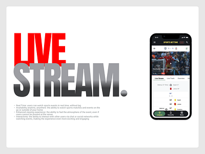 Sports Betting: Live Stream (Mobile) betting design figma mobile design platform sports typography ui ux web design