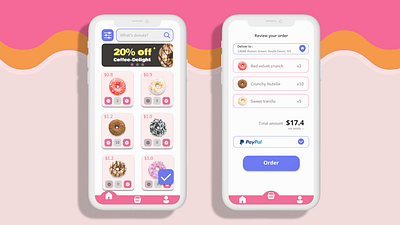 Donut Delivery mobile app - MORO app delivery donut mobile pink ui ux ux design