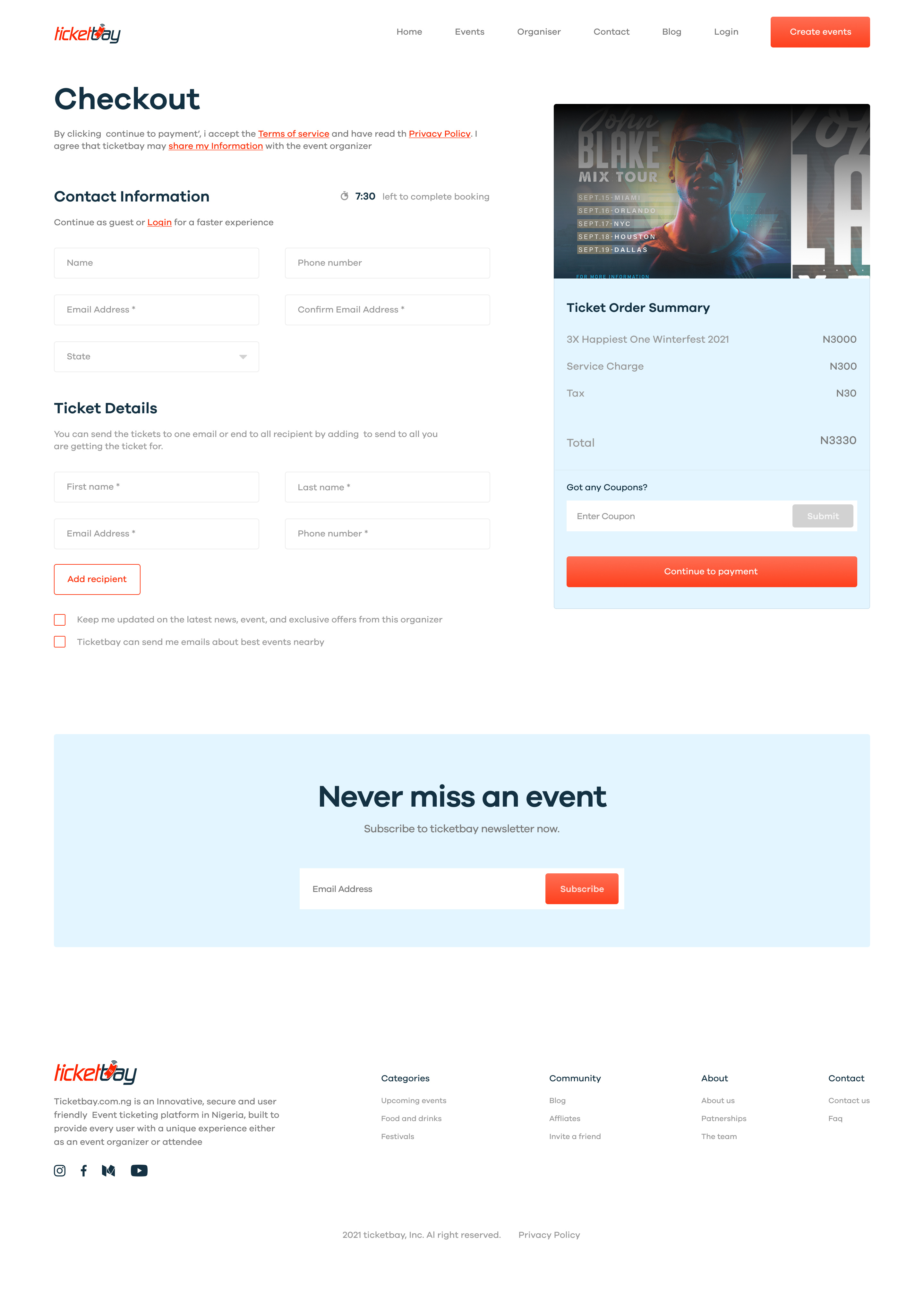Event checkout checkout design event figma ticket ticketing uiux
