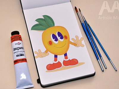 mango.. happy mango .... cartoon character design drawing happy happy mango caetoon character illustration logo mango