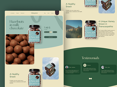 Sweets manufacturer's e-commerce web design | Studio Suprasoul branding earthy tones ecommerce hazelnuts landing page logo nuts online store packaging design product page shopping sweets web design