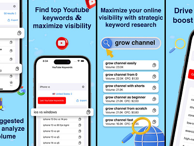 Keyword Tool - SEO Research App Screenshots android screenshots app design app mockups app screenshots app store banners app store screenshots ios screenshots play store screenshots