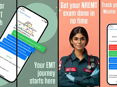 NREMT Exam Prep App Screenshots adobe photoshop app design app screenshots app store screenshots graphic design ios screenshot play store screenshots