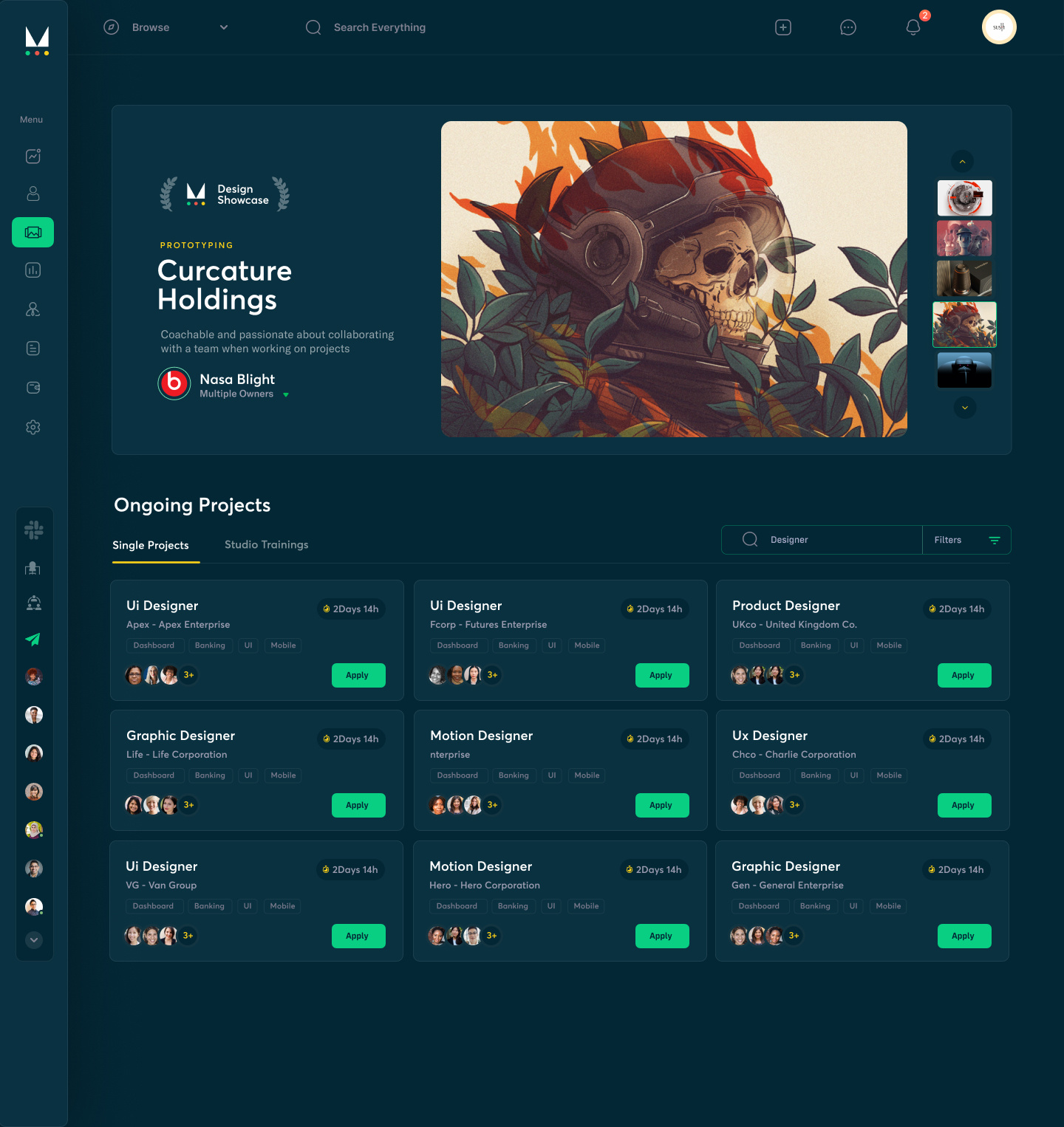 Project list design figma list management project ui designiner uiux work