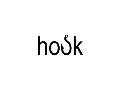 Hook exploration fishing hook logo mark typography word