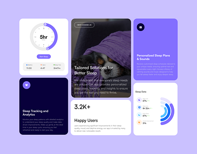 Sleep App Features agency branding design feature health landingpage section sleep ui ux