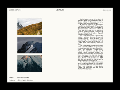 Mont Blanc | Editorial layout, pt. 7 design editorial figma graphic design grid landing landing page layout minimal minimalism mnimimalist poster swiss typographic typography ui ui design user interface web web design