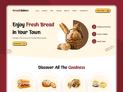 Break and Bakers Website bakers bakery bread food icons illustrations ui ui design user interface website design