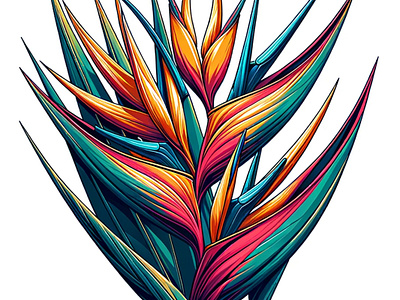 Tropical Claw by Aravind Reddy Tarugu aravind art botanical cleanlines design detailed exotic flatcolors gradient heliconia illustration lobster claw nature reddy splendor tarugu tropical tropics vector vivid