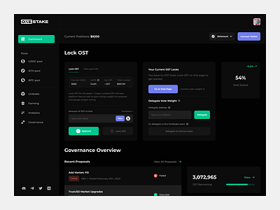 Onestake - Lock OST Crypto Dashboard b2b clean crypto cryptocurrency dark mode dashboard dipa inhouse finance fintech investment modern ost product design saas ui design web app