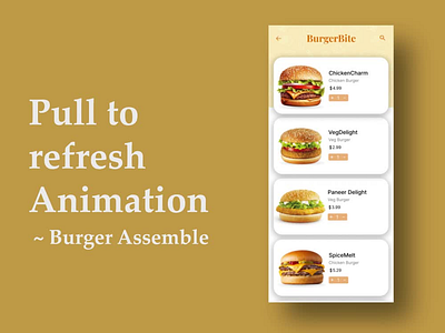 🍔 Pull-to-Refresh Interaction for Burger Ordering App animation branding burger burger assemble burger order interaction mobile app pull to refresh scrolling ui ux