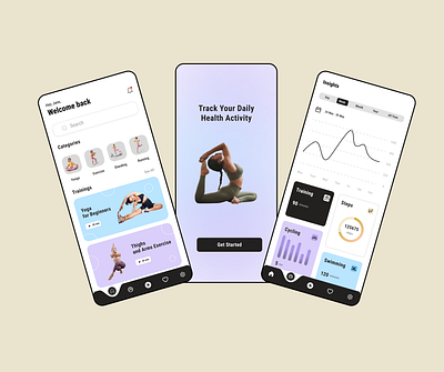 Fitness Mobile App Design app design branding design fitness health app illustration typography ui ui ux ui ux designer ux website design